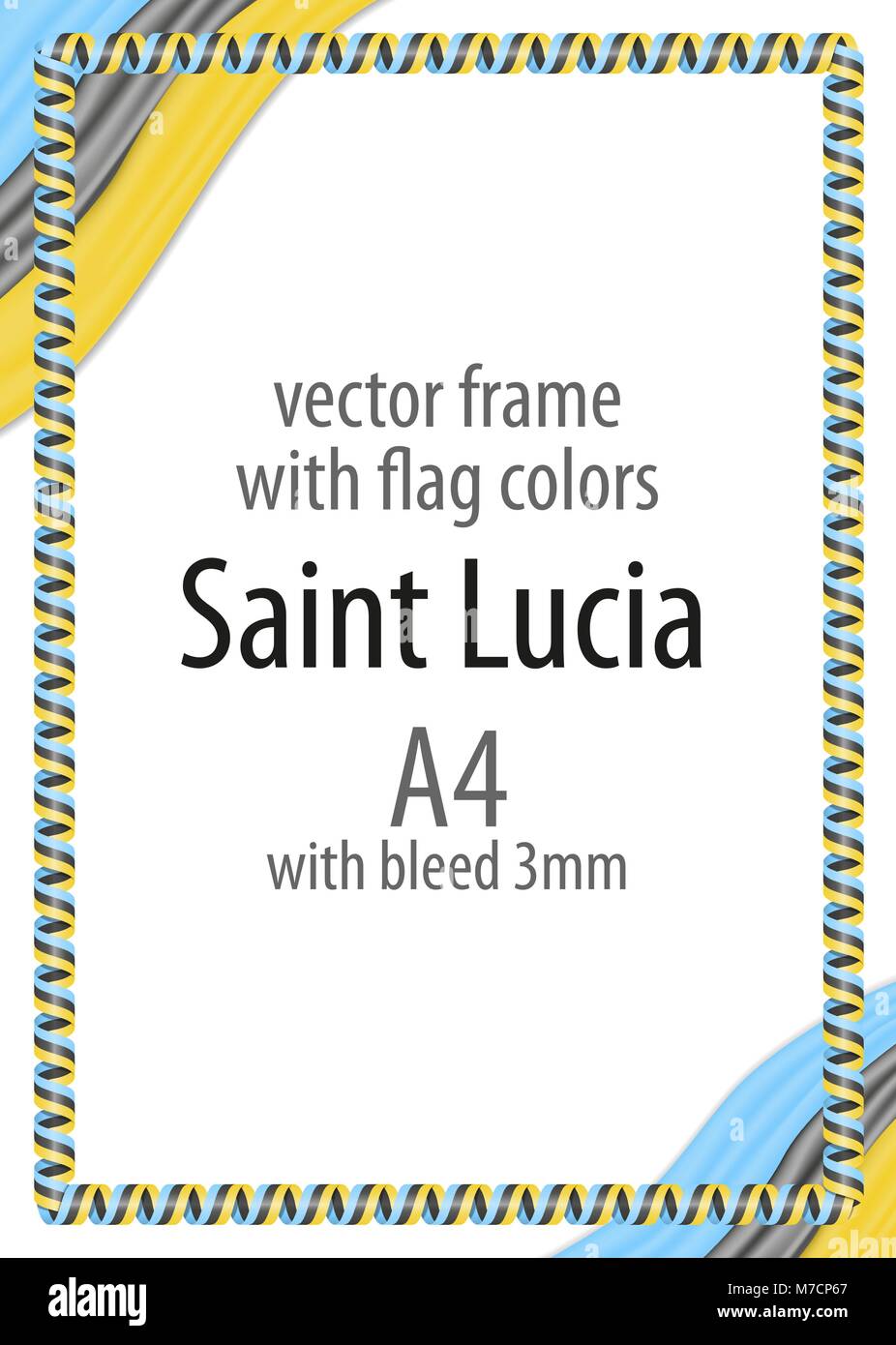 Frame and border of ribbon with the colors of the Saint Lucia flag Stock Vector