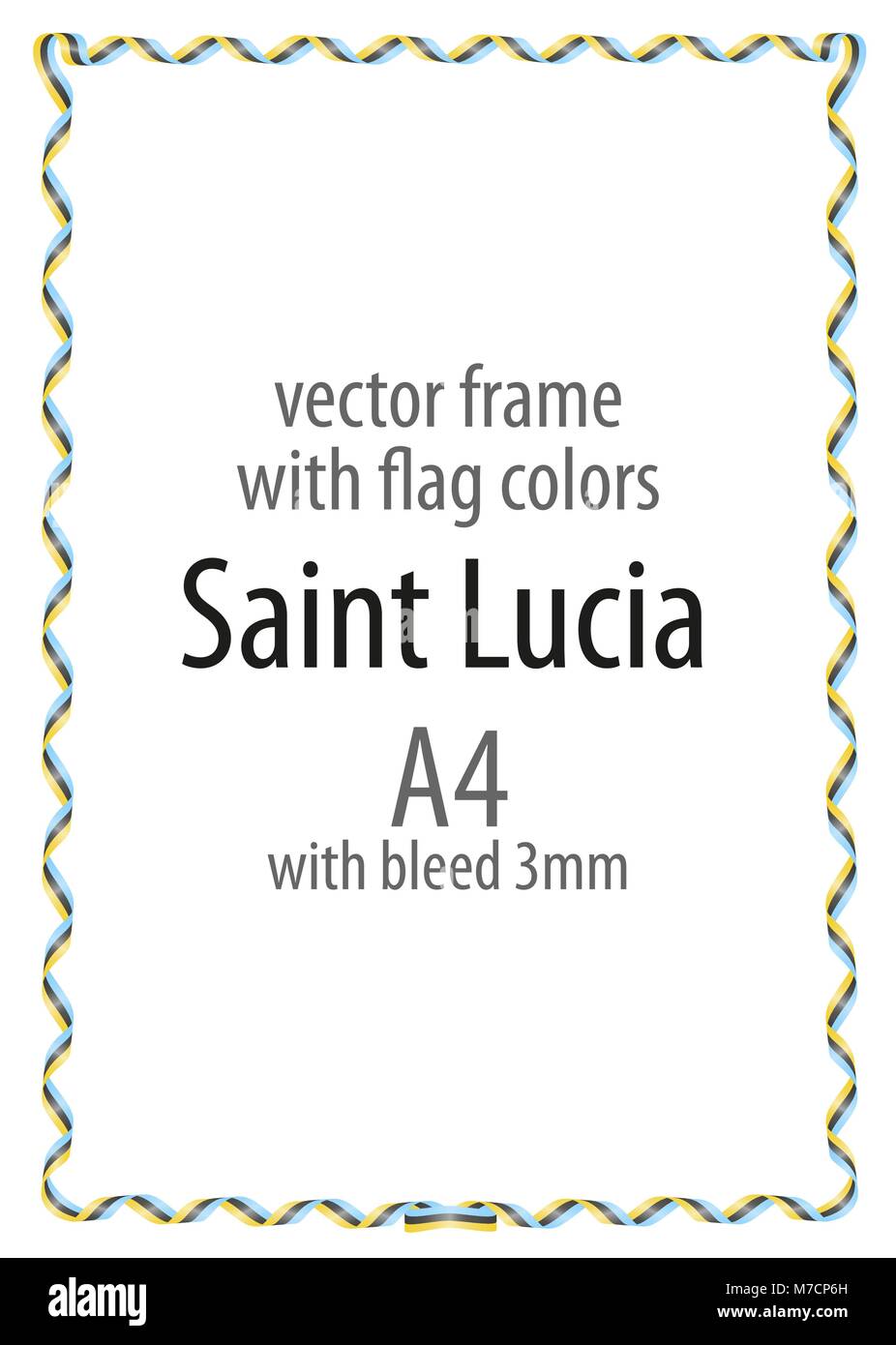 Frame and border of ribbon with the colors of the Saint Lucia flag Stock Vector