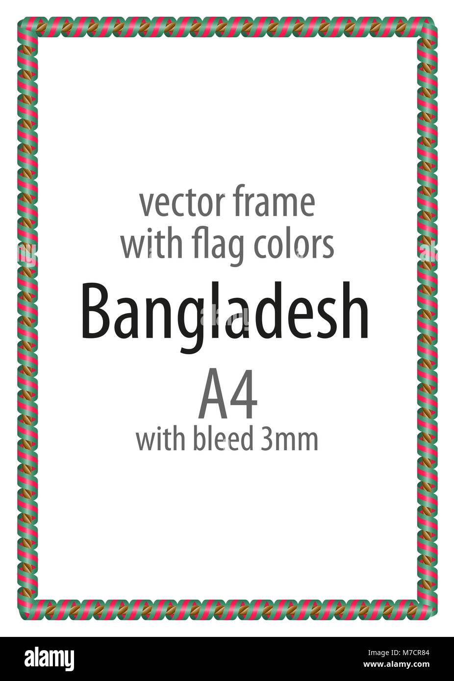 Frame and border of ribbon with the colors of the Bangladesh flag Stock