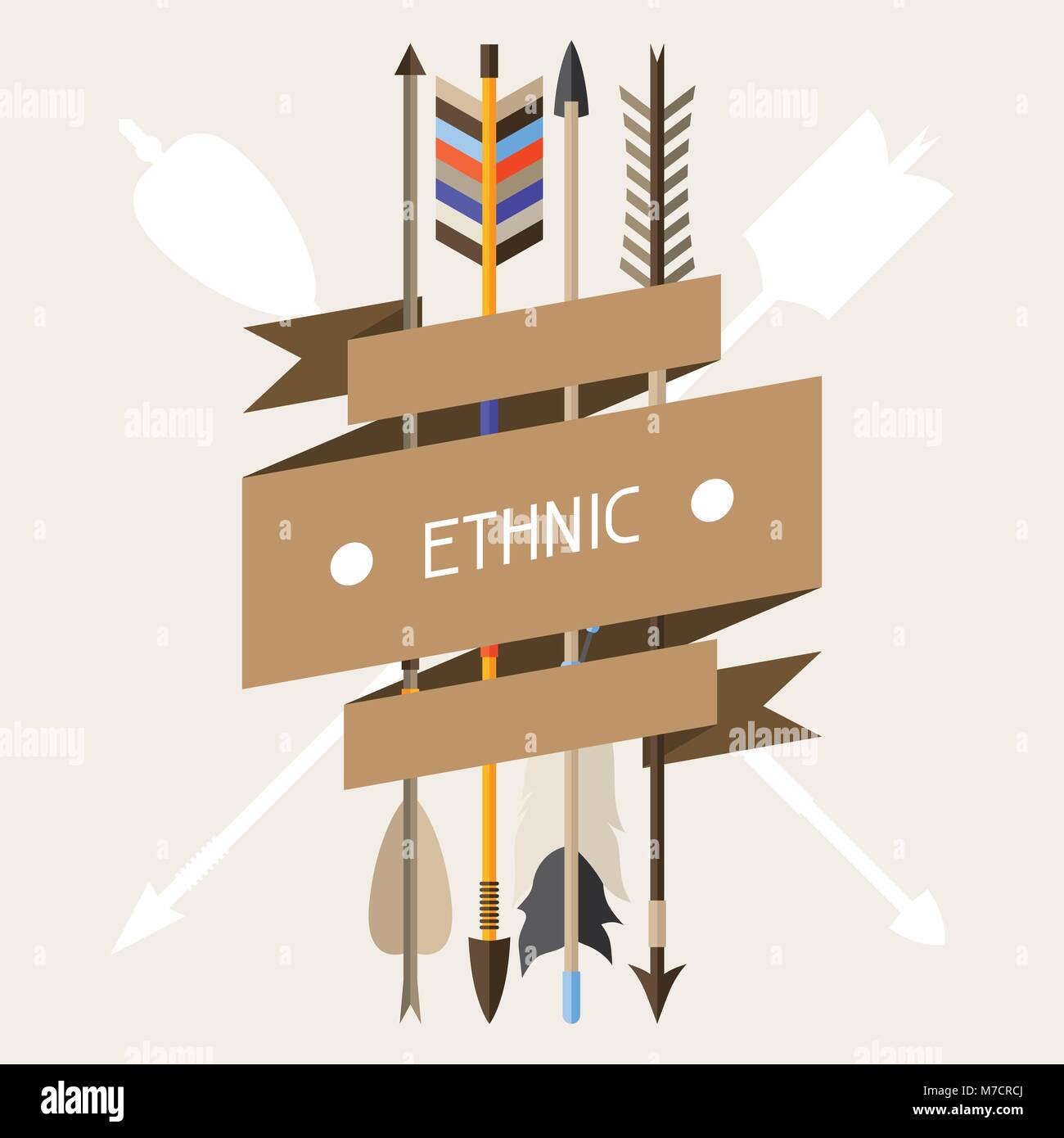 Ethnic background with indian arrows in native style Stock Vector Image ...