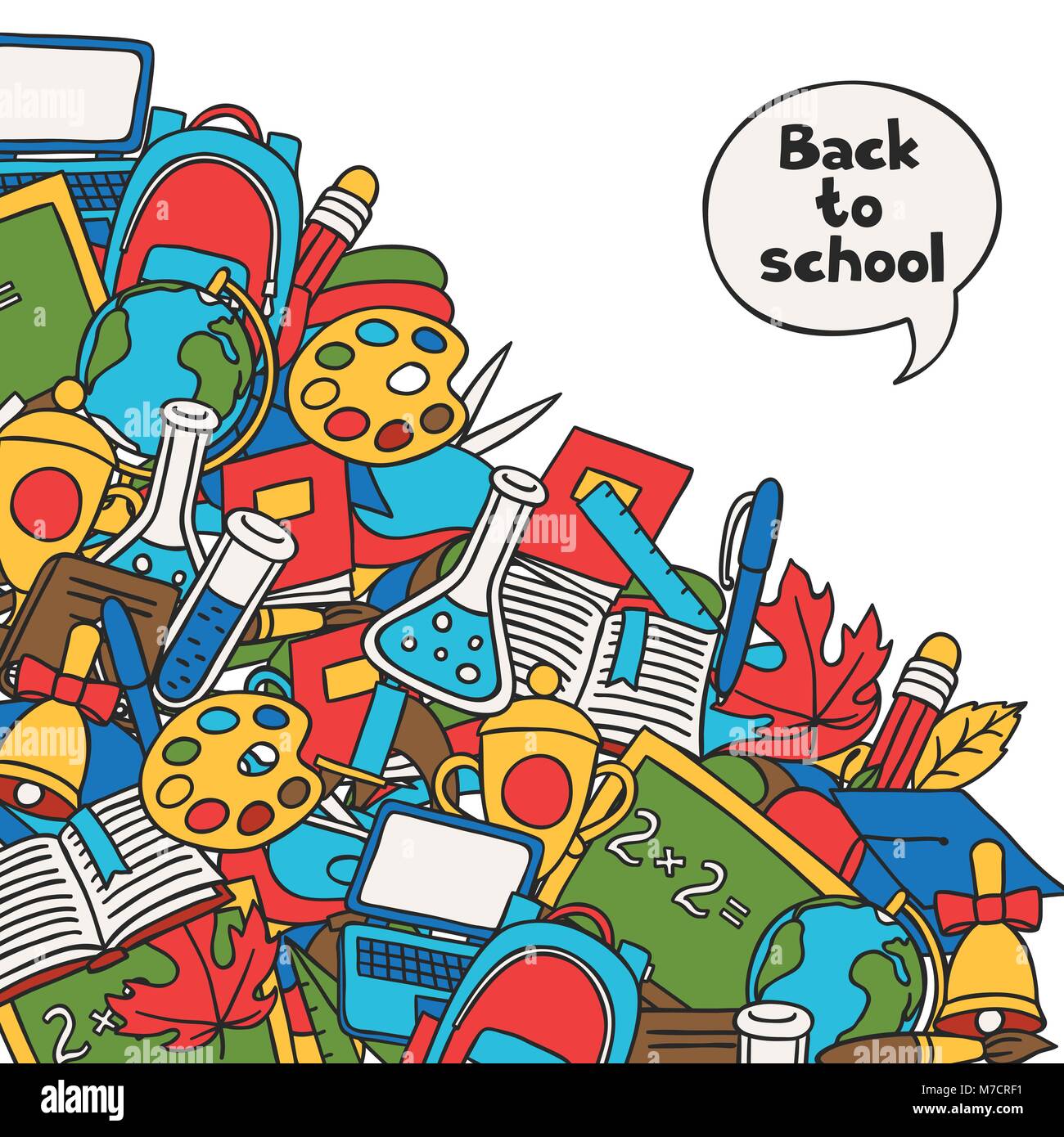 Back to school background with education hand drawn doodles Stock ...