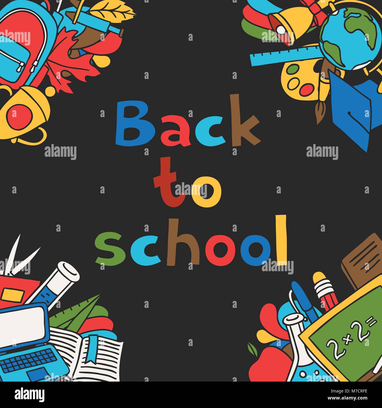 Back to school background with education hand drawn doodles Stock Vector