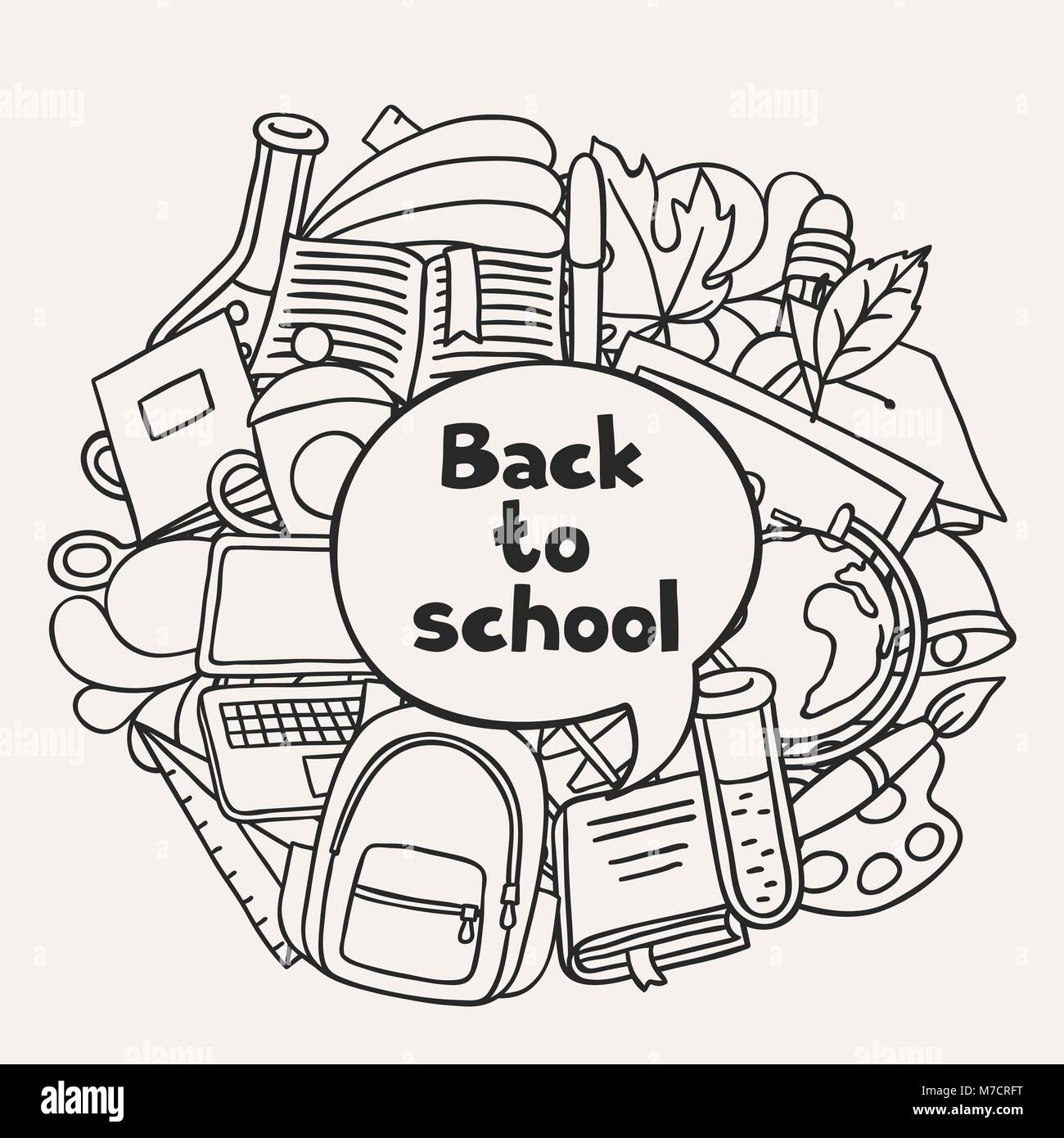 Back to school background with education hand drawn doodles Stock ...