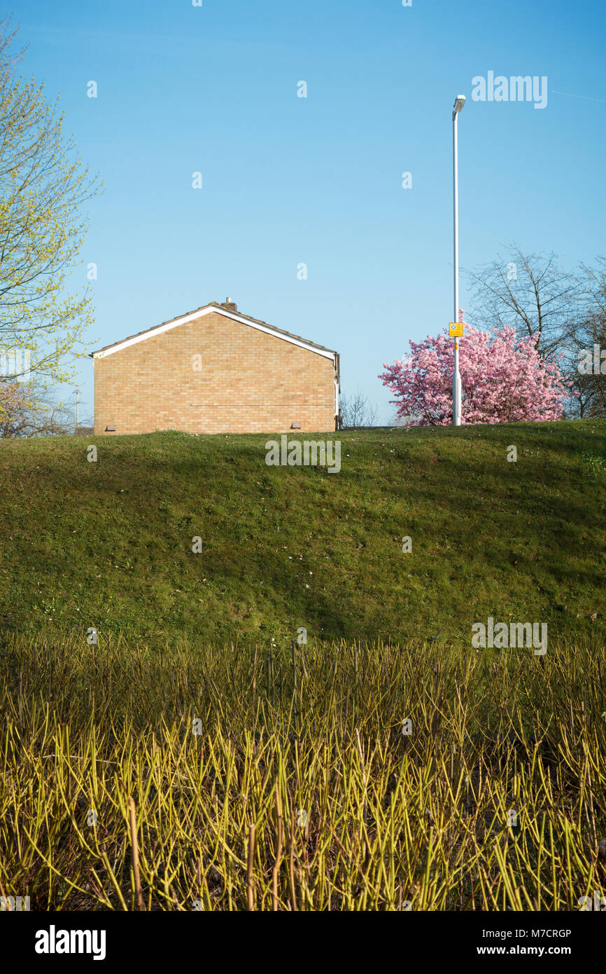 Blank Gable of a Mid-Century Modern House in Stevenage New Town, Hertfordshire. Stock Photo