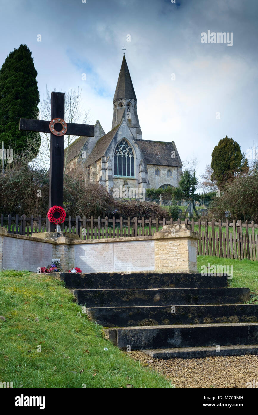 The Wayside Cross at Woodchester Priory, Nailsworth, Gloucester. The first of the First world War memorials, also marks George Arthur Shee Stock Photo