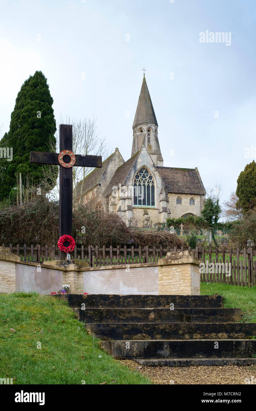 The Wayside Cross at Woodchester Priory, Nailsworth, Gloucester. The first of the First world War memorials, also marks George Arthur Shee Stock Photo