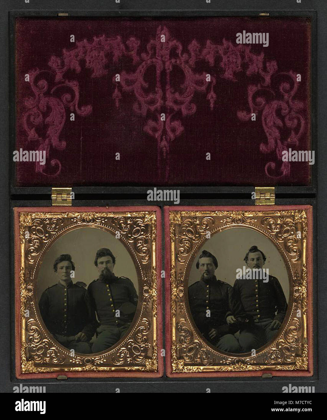 Union Shell This photograph shows two pairs of unidentified soldiers in Union shell ...