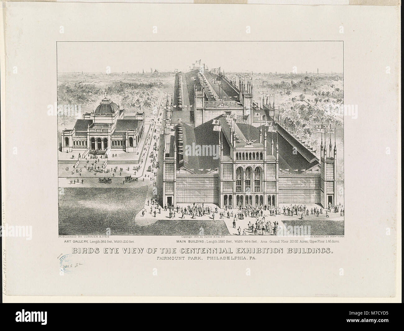 A bird's-eye view of the Centennial Exhibition buildings in Fairmount ...