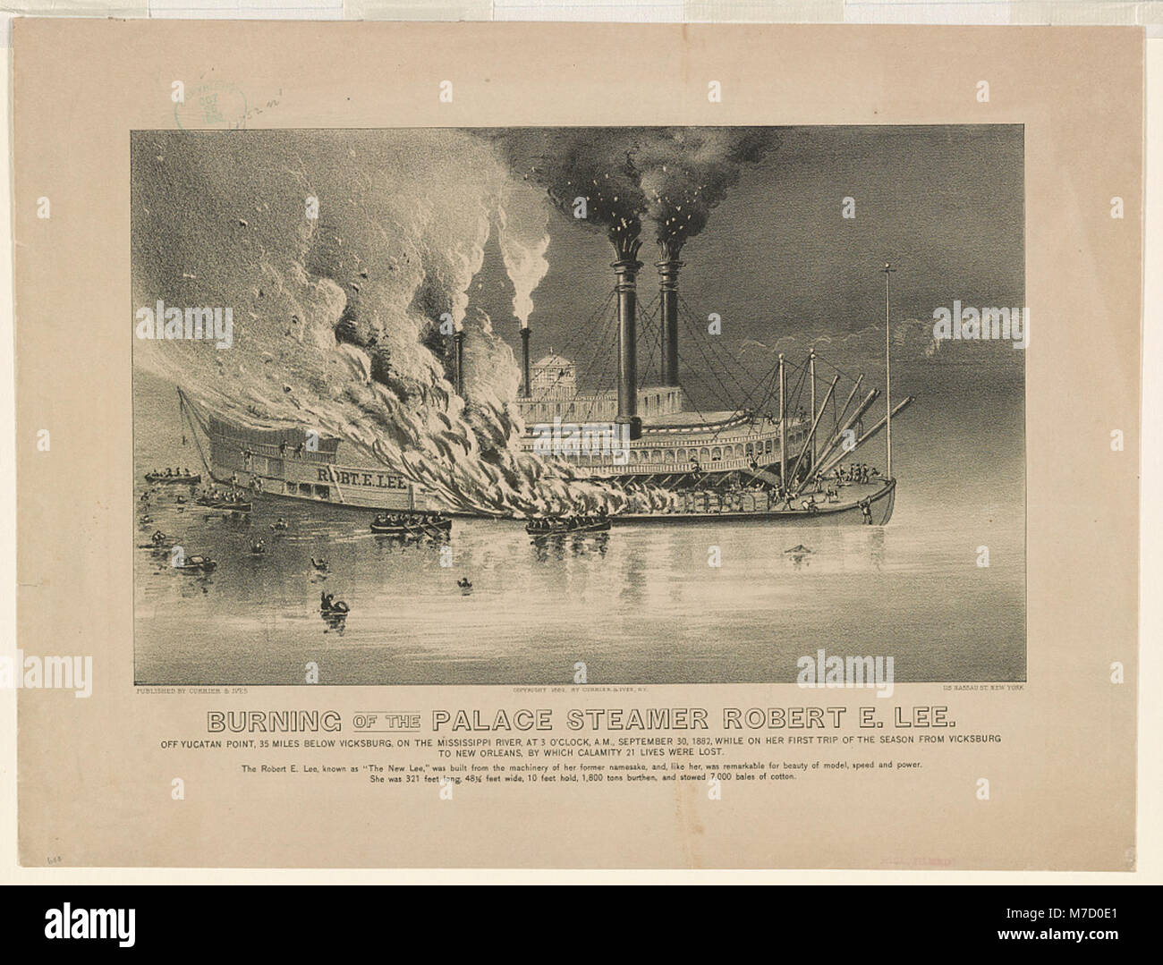 Burning of the Palace Steamer Robert E. Lee Off Yucatan Point, 35