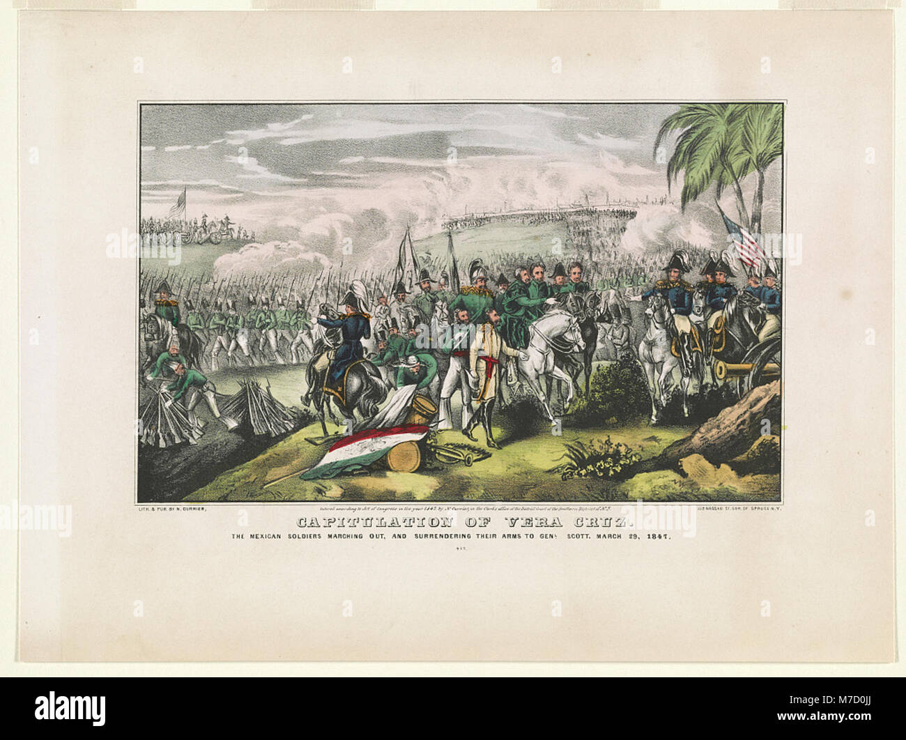 Capitulation of Vera Cruz- The Mexican soldiers marching out, and surrendering their arms to Genl. Scott. March 29, 1847 LCCN90714167 Stock Photo