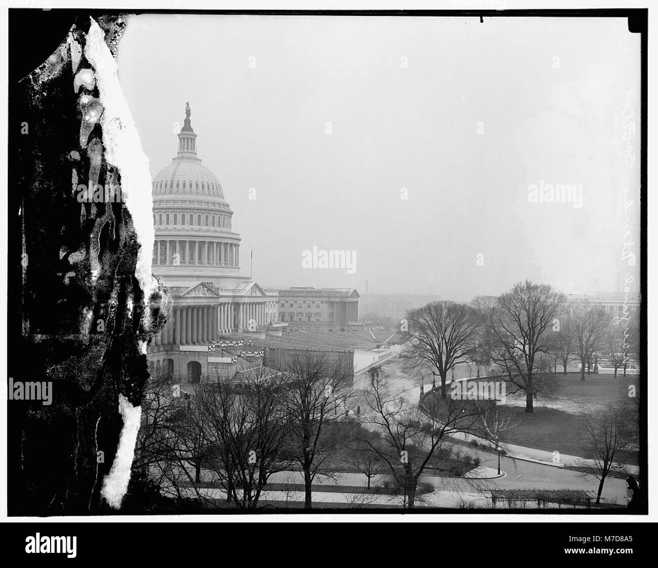 Inaugural stands at the Capitol are prepared for a presidential ...