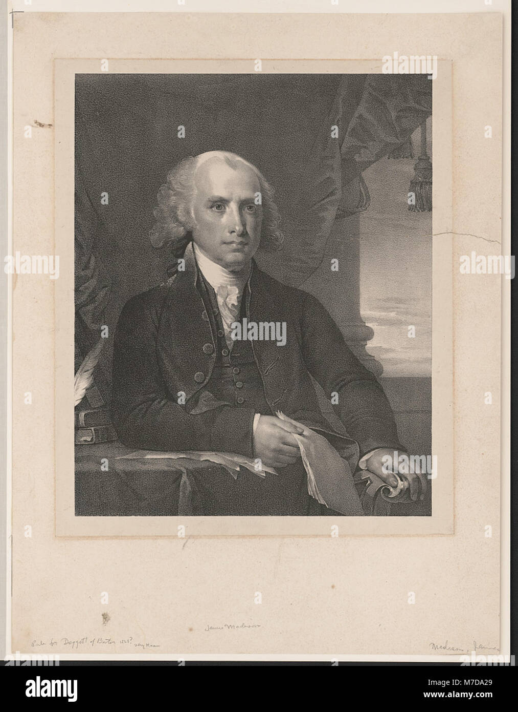 A portrait of James Madison, the fourth President of the United States ...