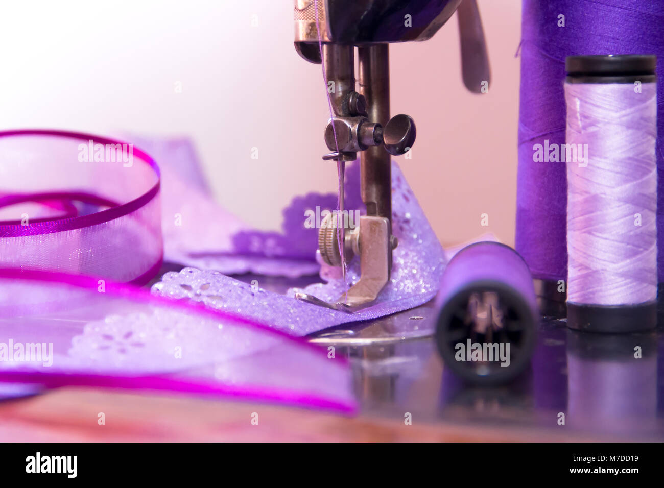 old sewing machine and sewing elements Stock Photo Alamy
