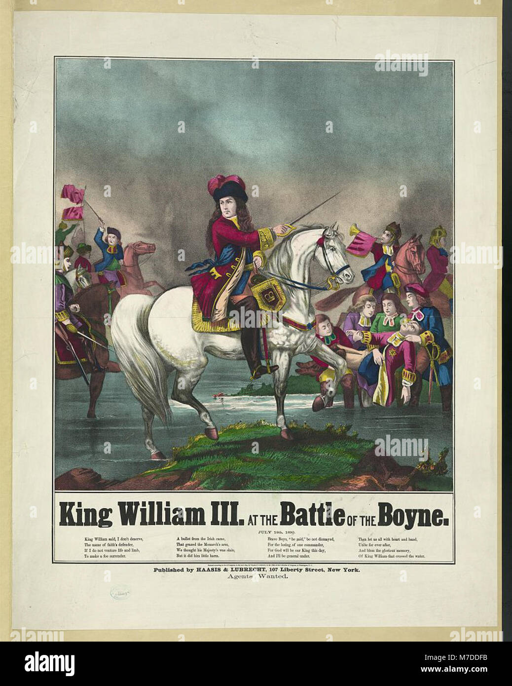 A historical painting depicting King William III at the Battle of the ...