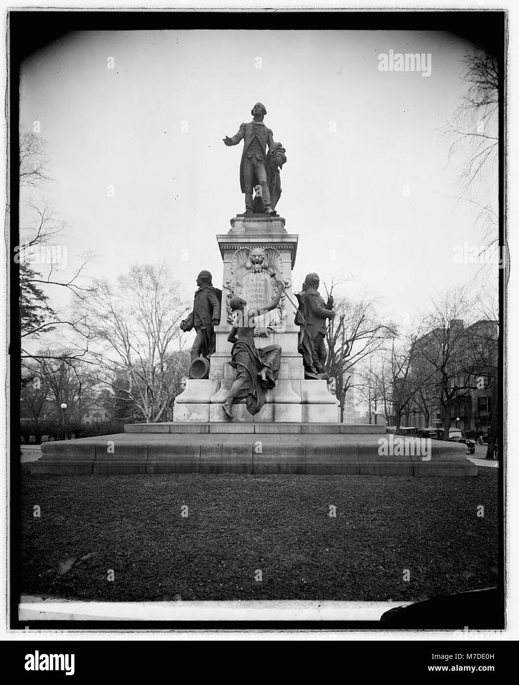 A statue of Marquis de Lafayette, a French military officer who played ...