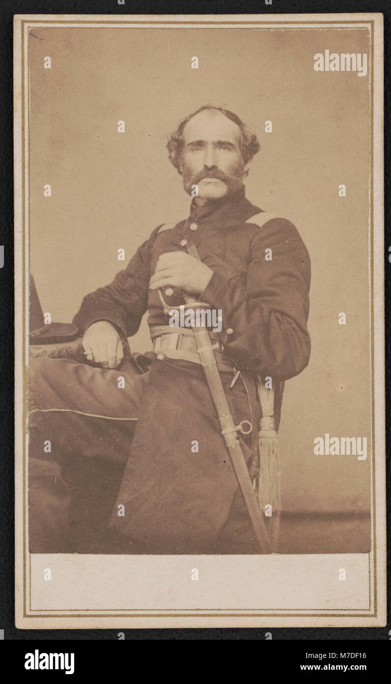 A photograph of Lieutenant John W. Ricker, who lost his leg during the Civil War at the Battle of Port Hudson in 1863. He served with the 48th Regiment of Massachusetts. Stock Photo