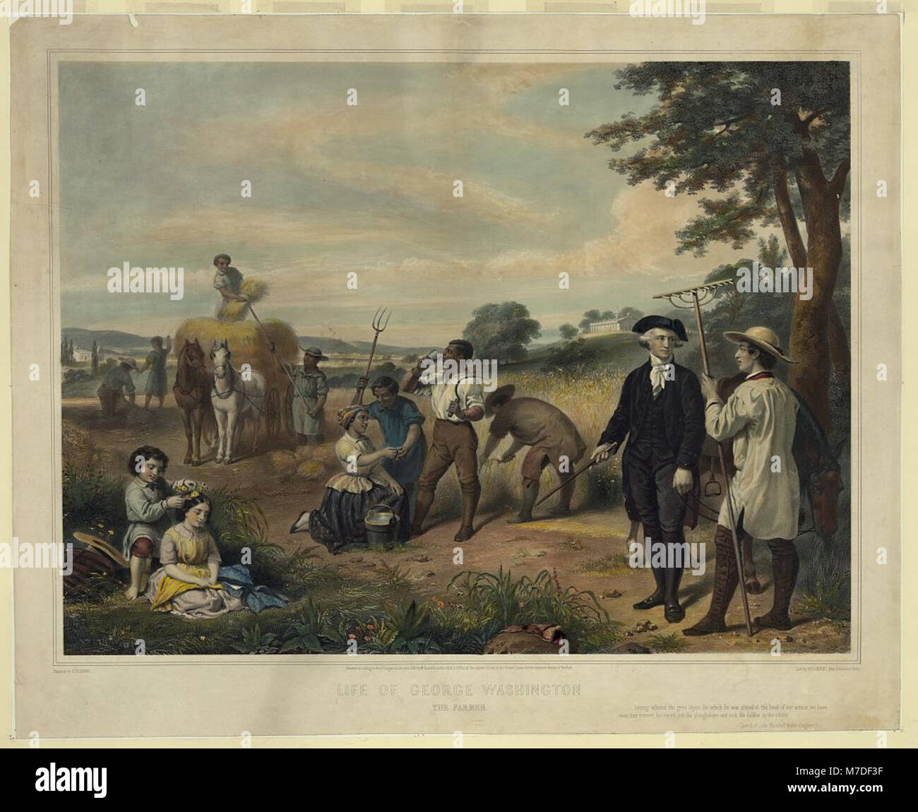 Life of George Washington-The farmer - painted by Stearns ; lith. by Régnier, imp. Lemercier, Paris. LCCN96521631 Stock Photo
