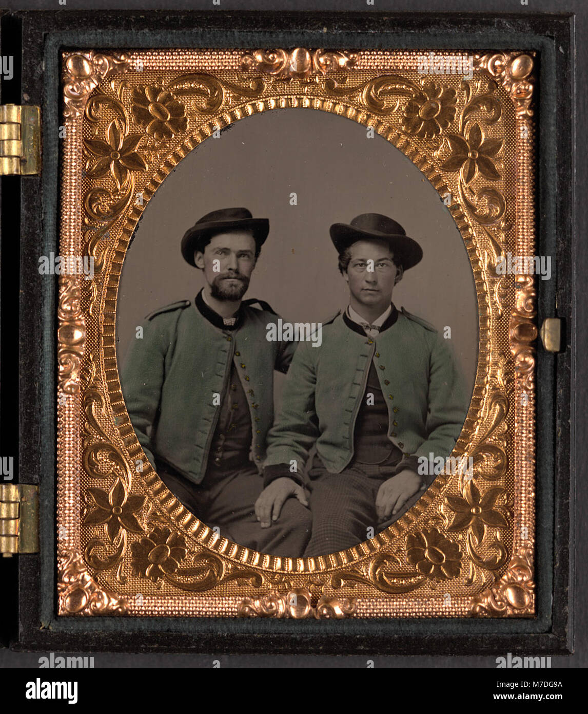 This photograph shows two unidentified soldiers in Union uniforms ...