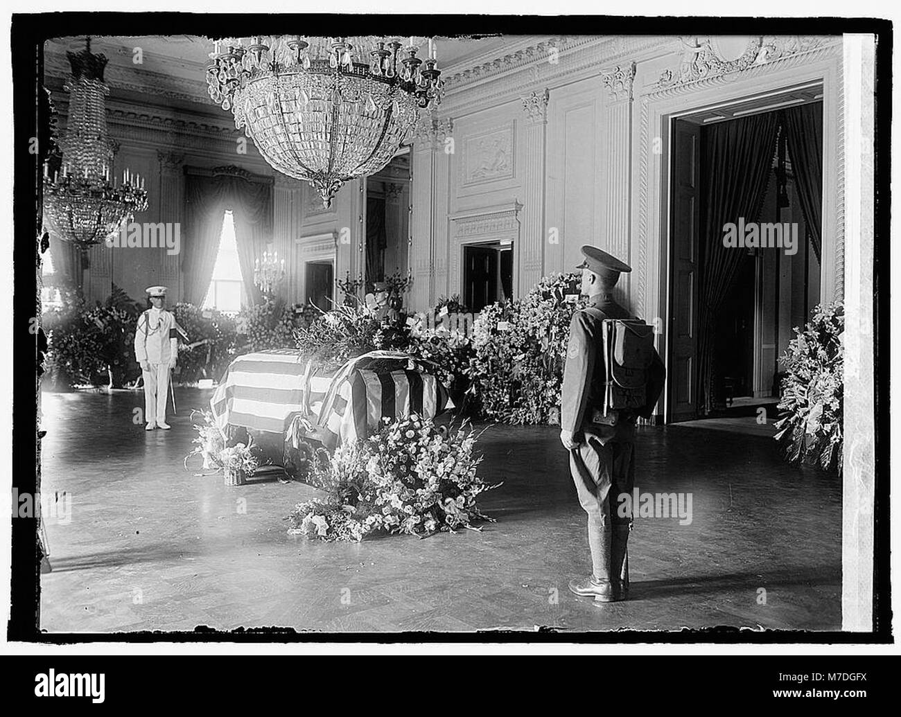 This image depicts the lying-in-state ceremony at the White House in ...