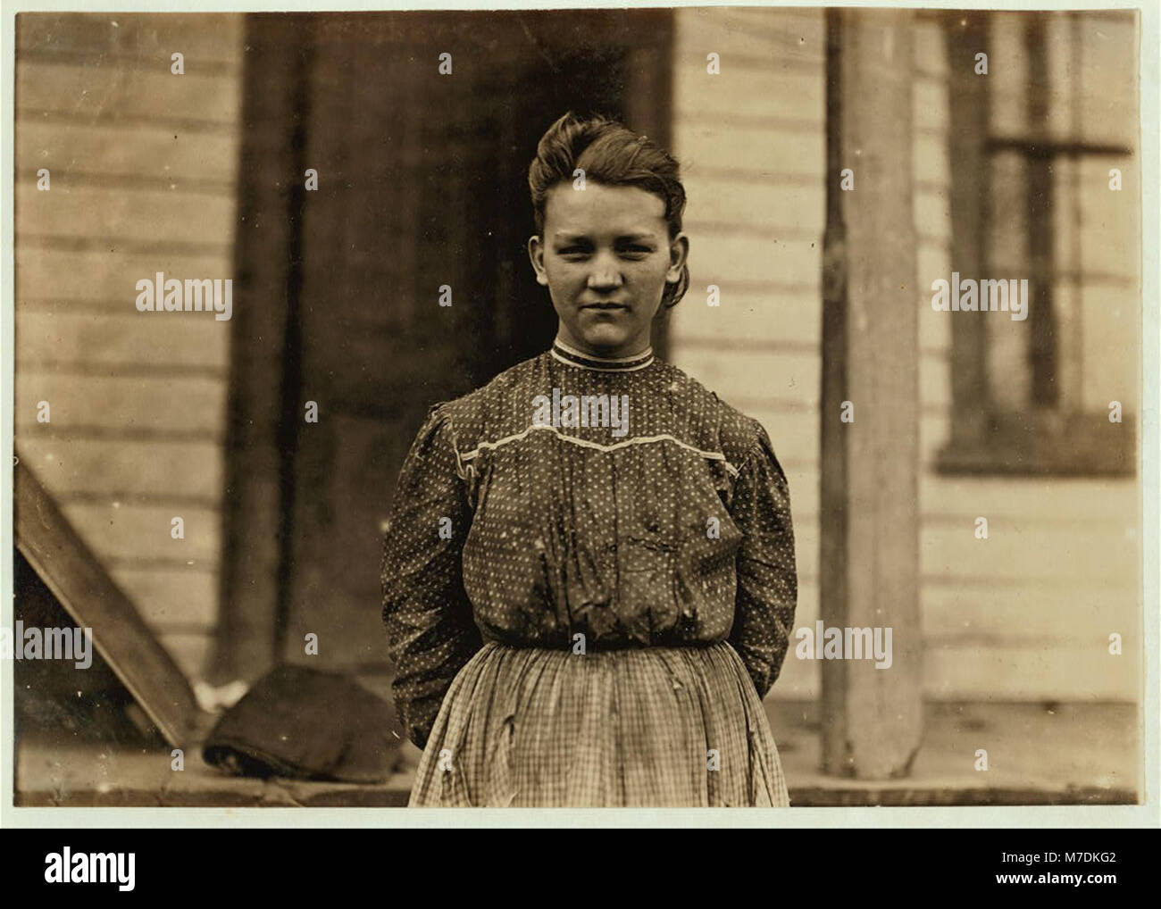 Minnie Love (see photo 327), Springstein Mills, Chester, S.C. Been in mill since 7 yrs. old. Witness Sara R. Hine. LOC nclc.01421 Stock Photo