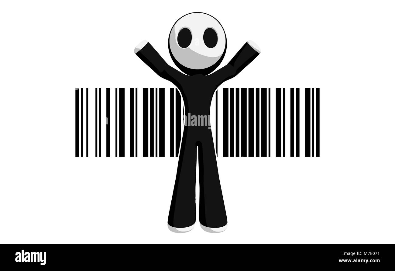 Character mascot barcode strip. Stock Photo