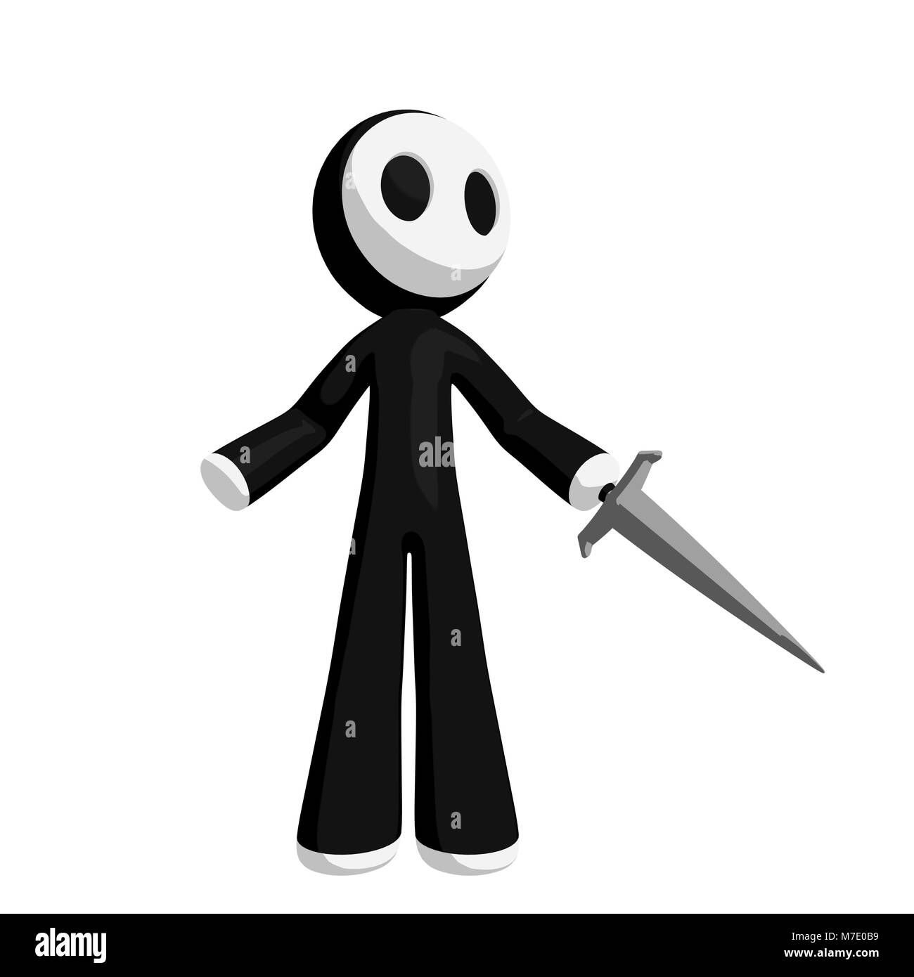 Character mascot sword defense pose. Stock Photo