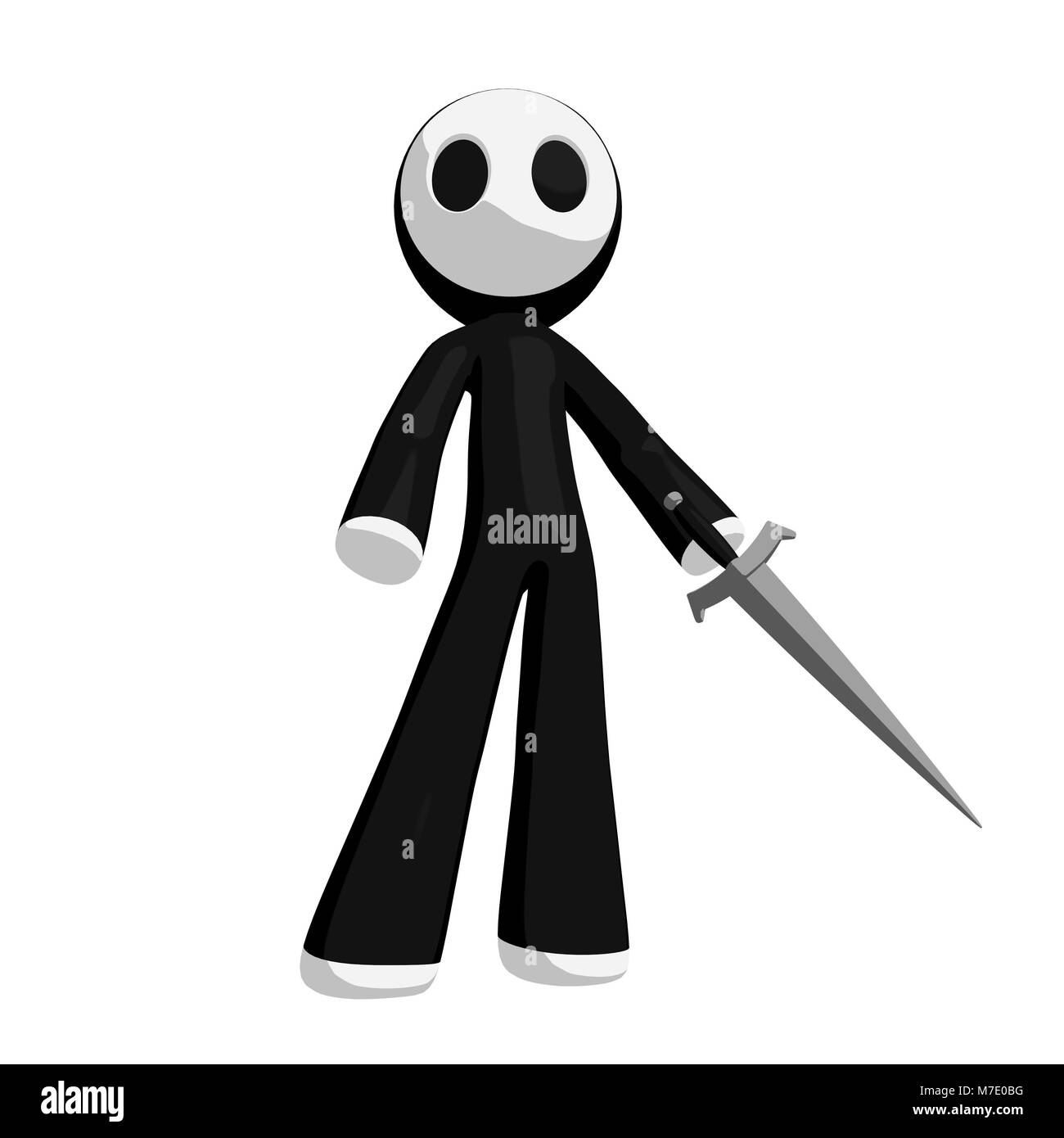 Character mascot holding sword hero pose. Stock Photo