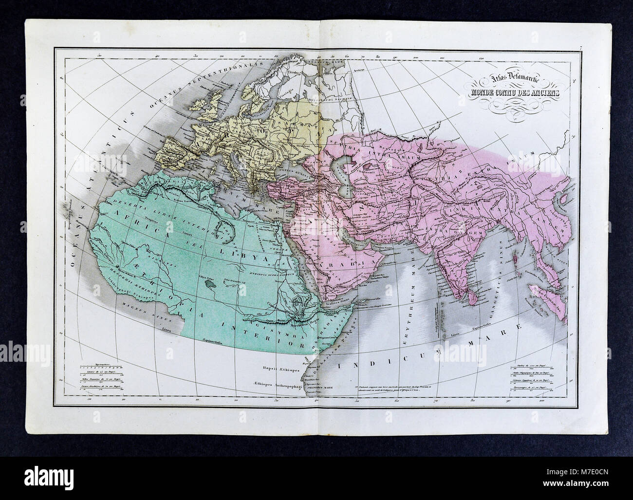1858 Delamarche Map of Ancient World or World Known to the Ancients: Europe, Asia, Africa and Middle East Stock Photo