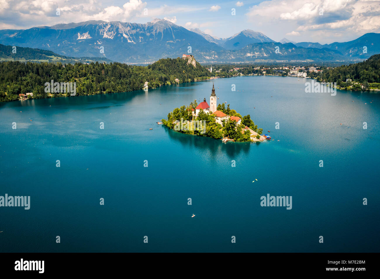 Slovenia Aerial view resort Lake Bled Stock Photo Alamy