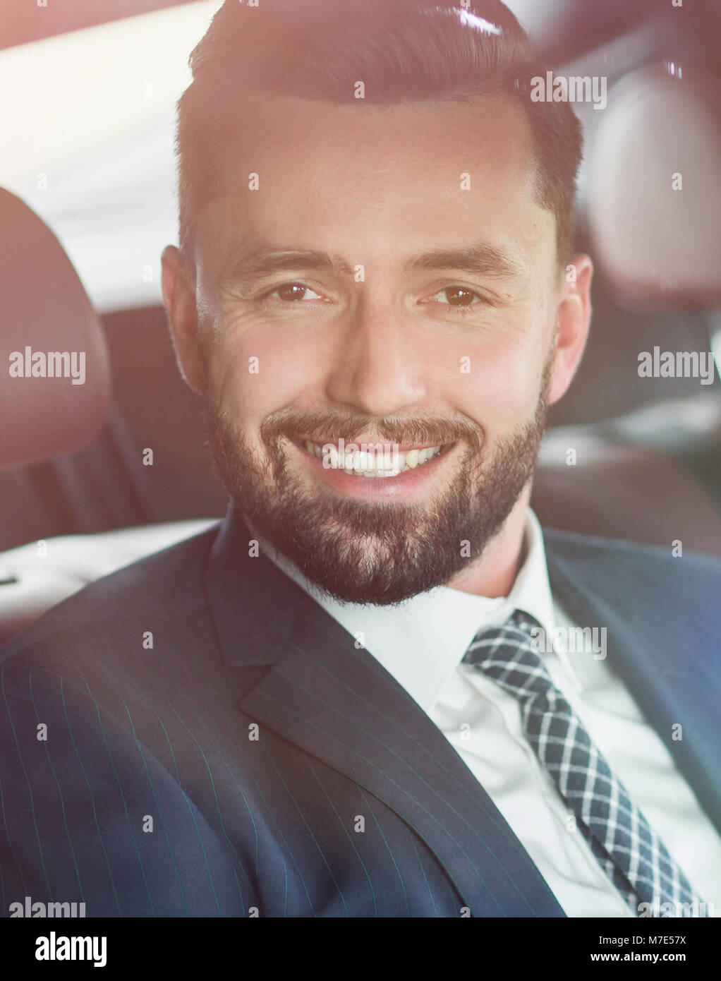 handsome business man and his partner in the car Stock Photo - Alamy