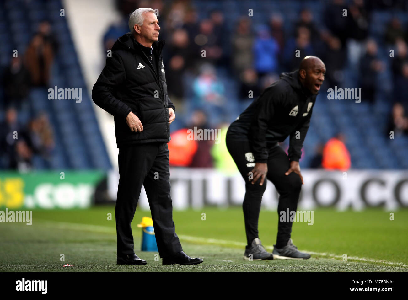 West Bromwich Albion manager Alan Pardew and coach Darren Moore Stock Photo  - Alamy