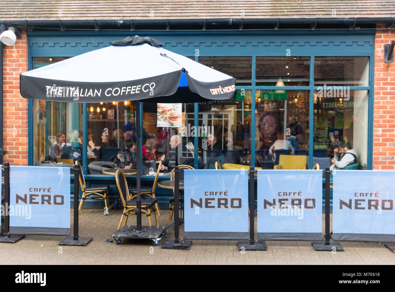 Customers in Caffe Nero, Furlong Centre, Ringwood, Hampshire, UK Stock Photo