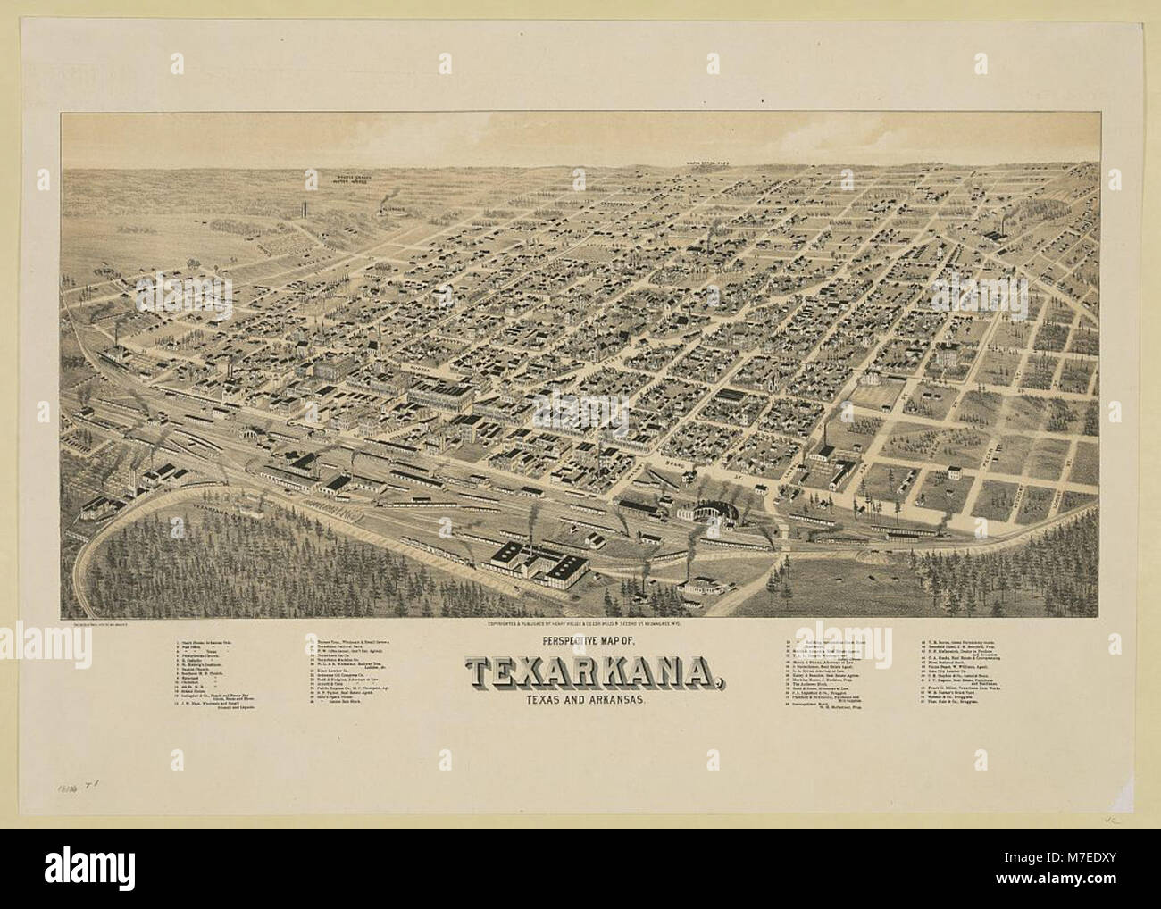 Perspective map of Texarkana, Texas and Arkansas LCCN2003654984 Stock