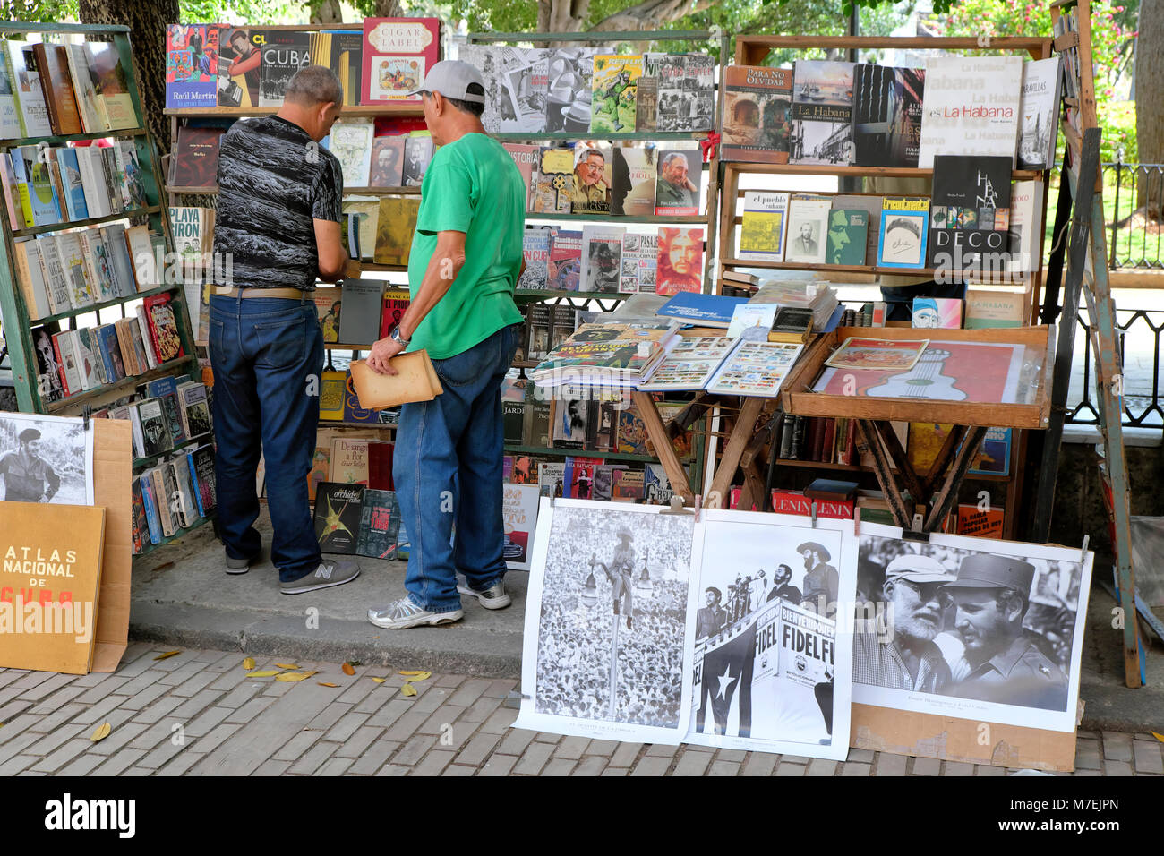 Book market, Plaza de Armas Square, Old Havana, Cuba Stock Photo