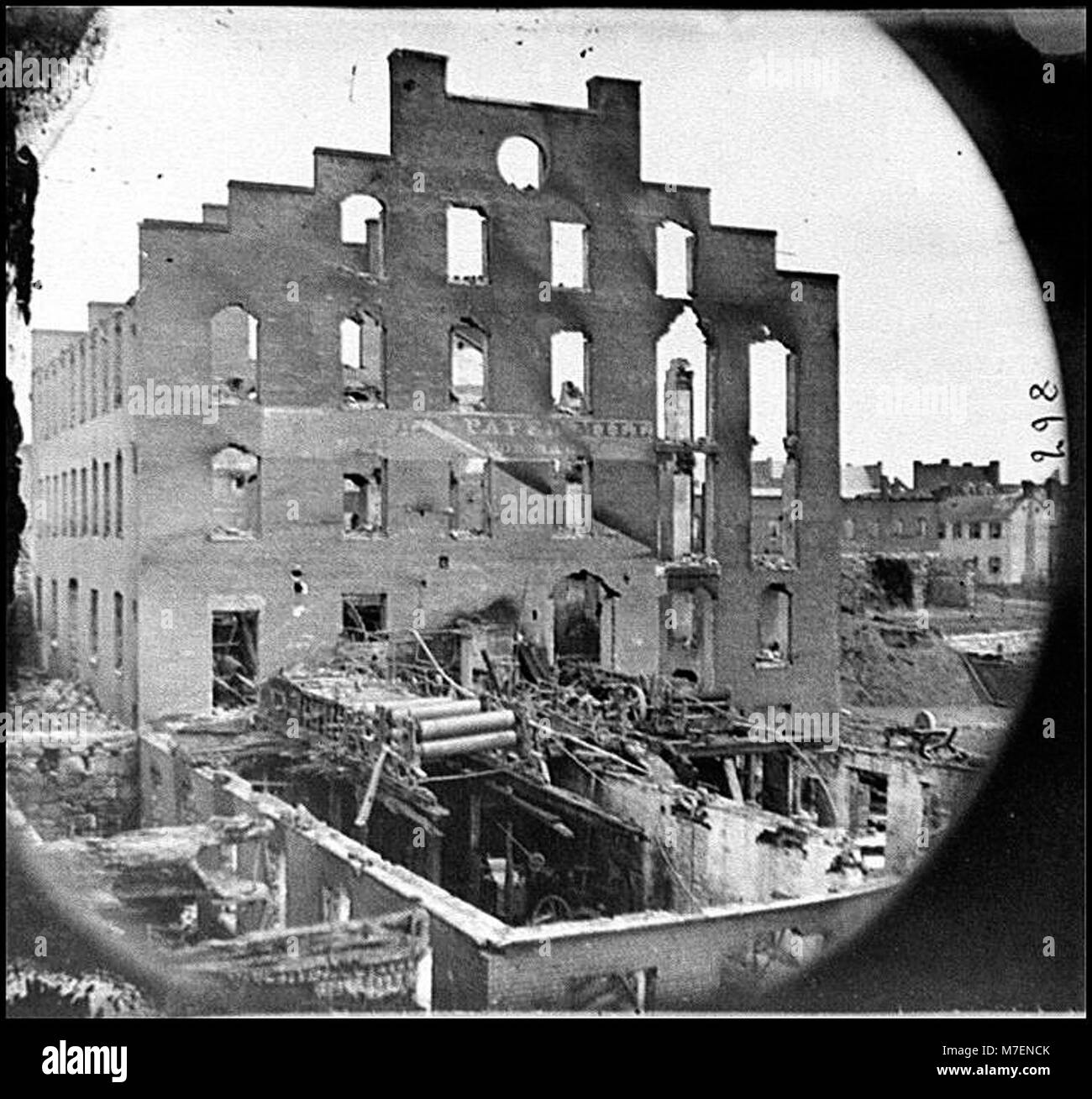 Richmond, Va. Ruins of paper mill; wrecked papermaking machinery in