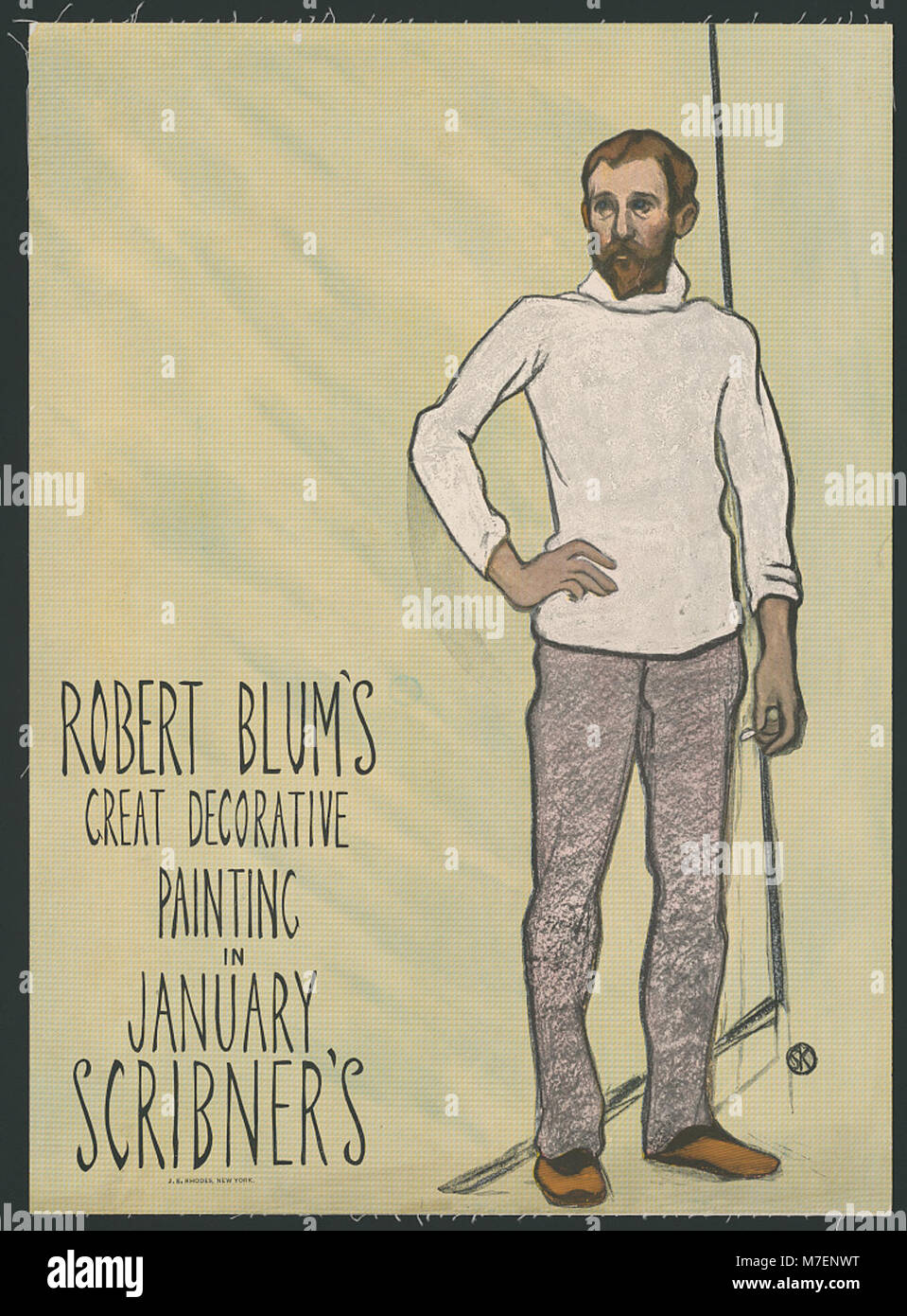 A detailed view of Robert Blum's decorative painting featured in January Scribner's, showcasing his artistic style and contribution to American art. Stock Photo