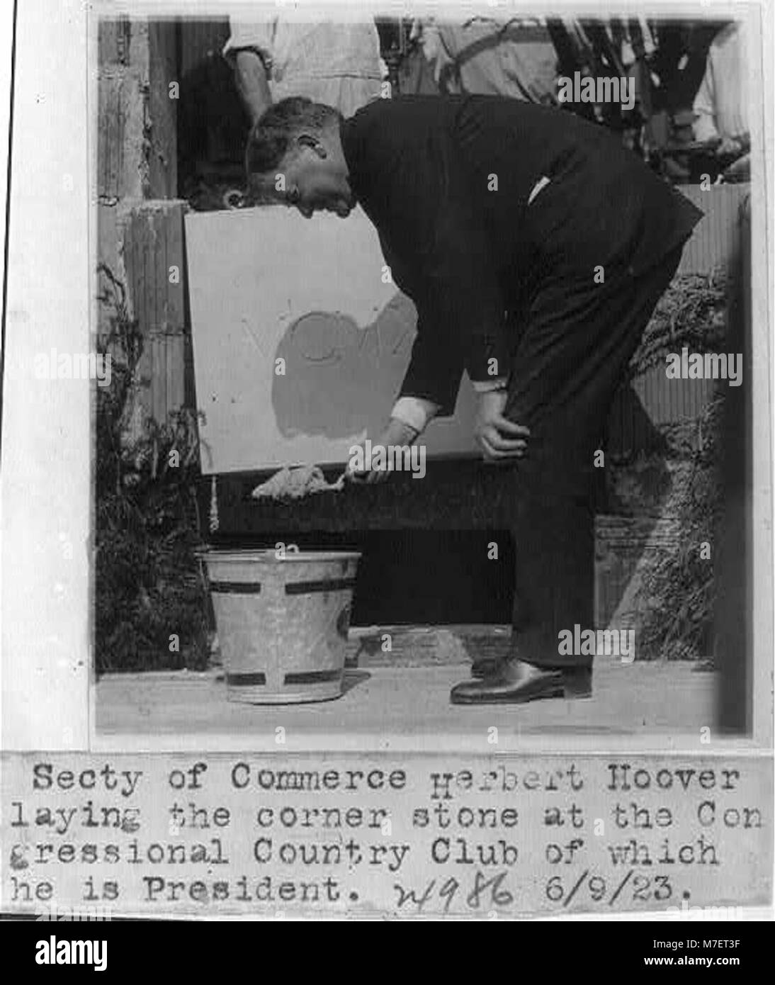 Secretary of Commerce Herbert Hoover laying the corner stone at the