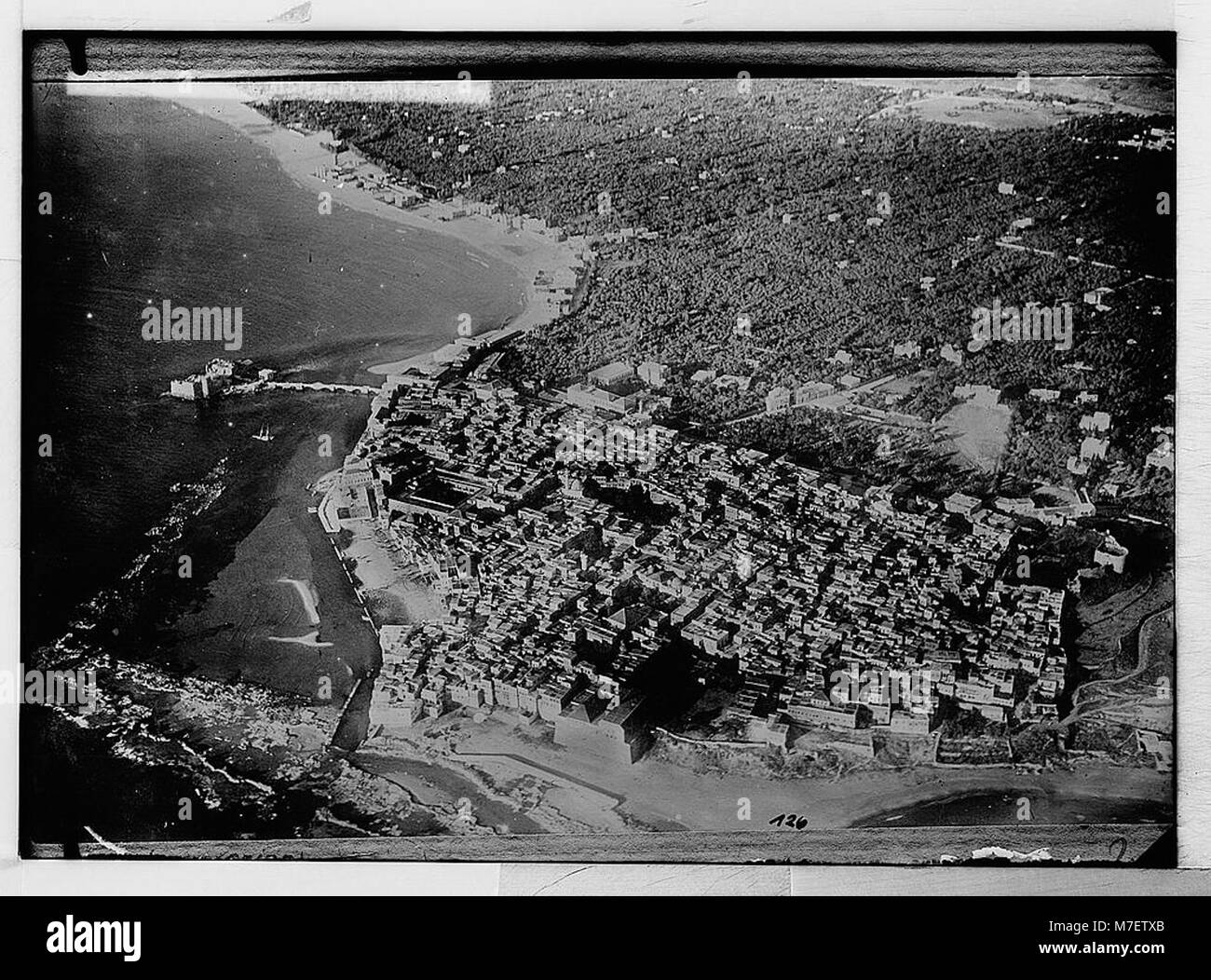 Series of first aerial photographs of Palestine and Syria. Sidon with harbour and gardens. LOC matpc.05600 Stock Photo