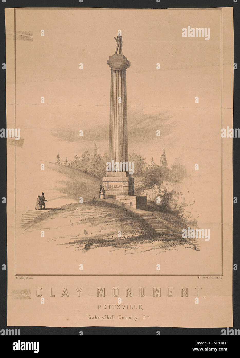 Clay monument, Pottsville, Schuylkill County, Pa. on stone by J