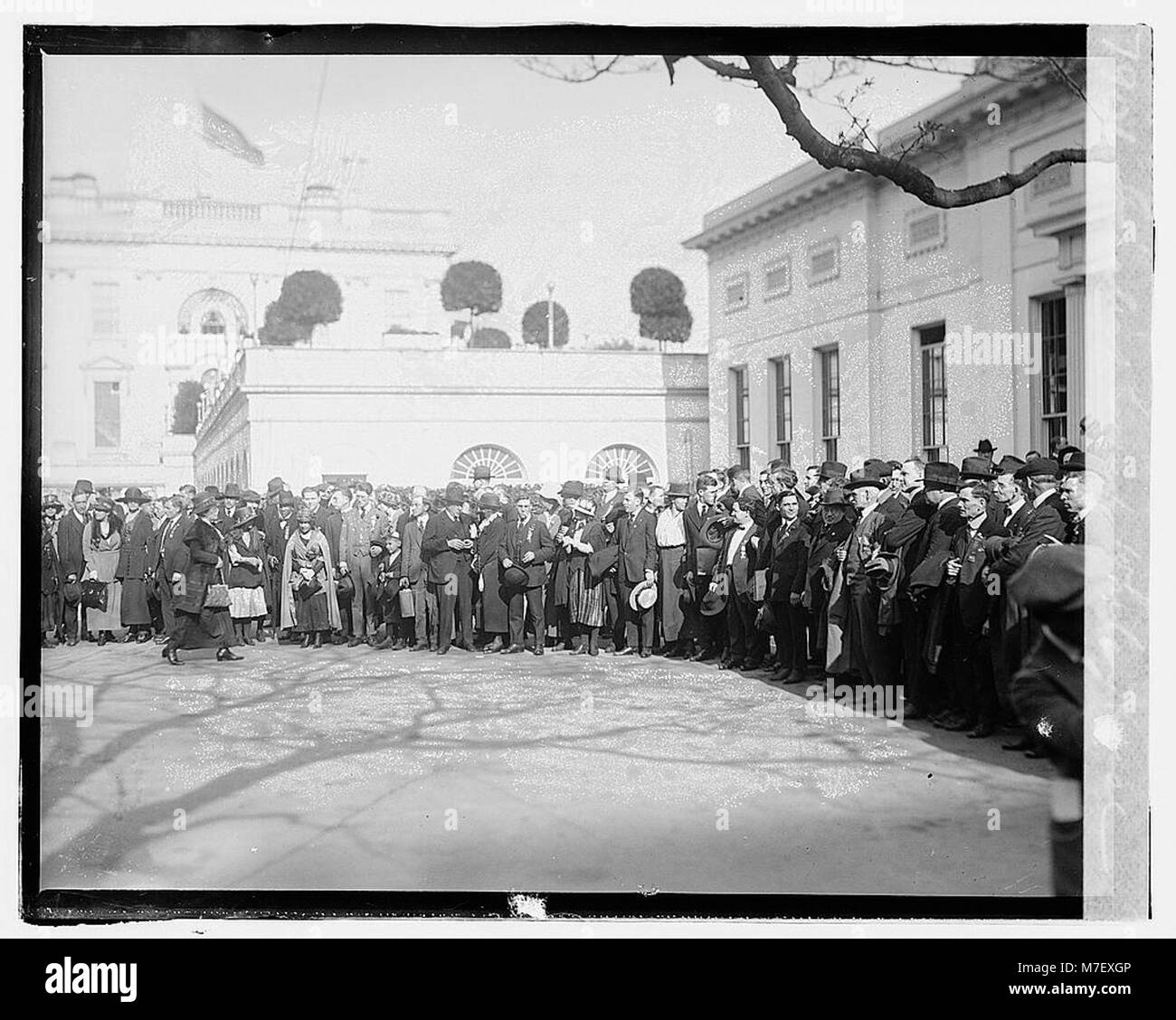 A photograph of a socialist group gathered near the White House, capturing the moment of political engagement and public demonstration in Washington, D.C. Stock Photo