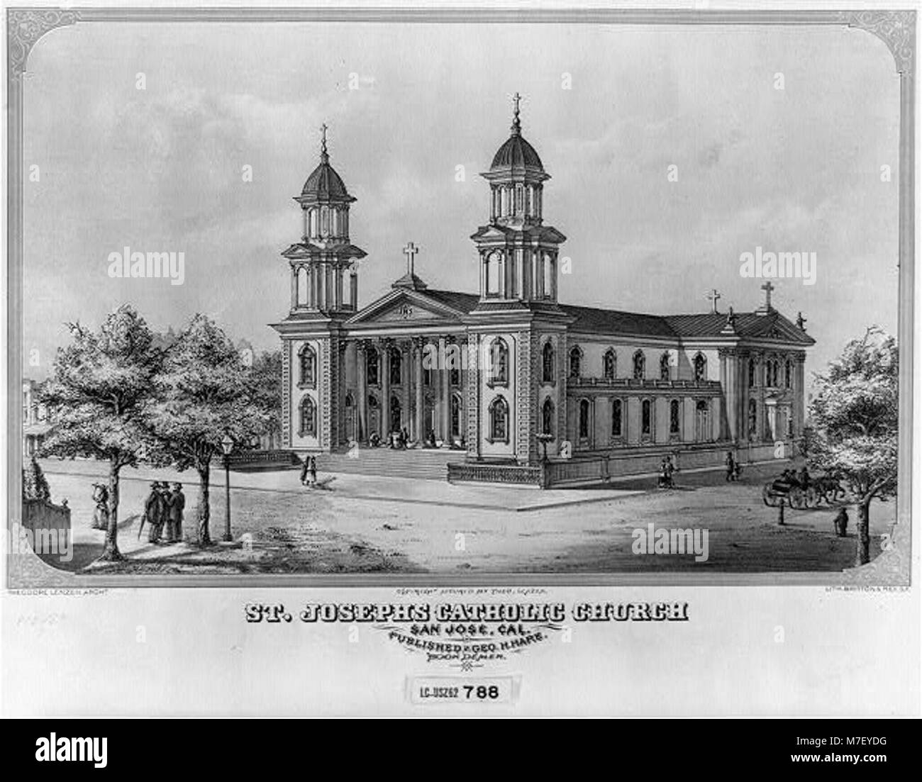A historical photograph of St. Joseph's Catholic Church in San Jose ...