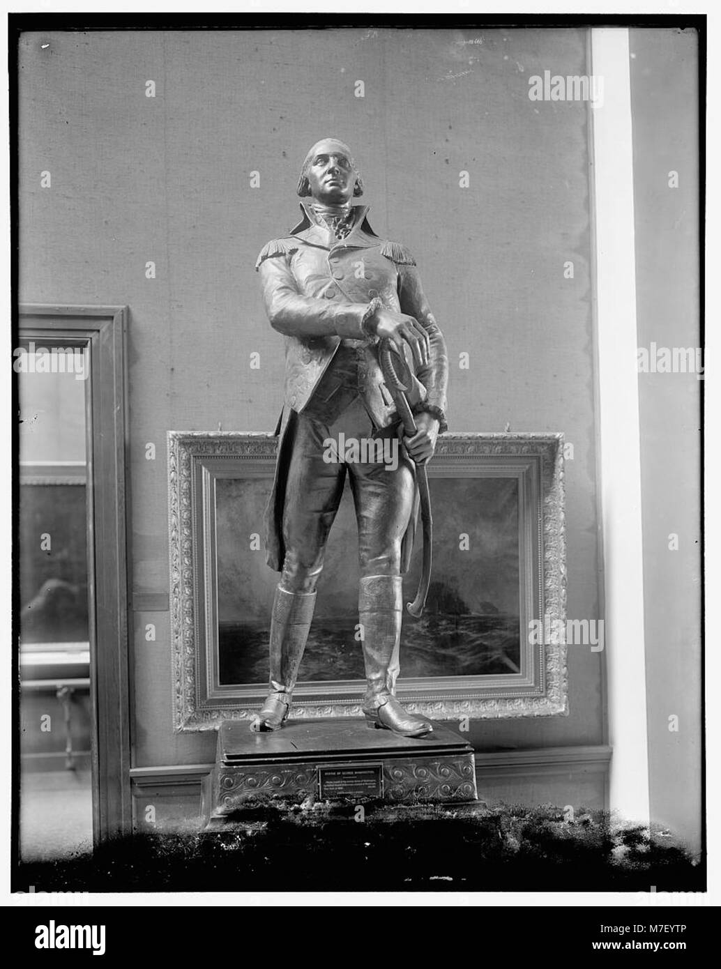 A photograph of the Statue of George Washington, a significant monument ...