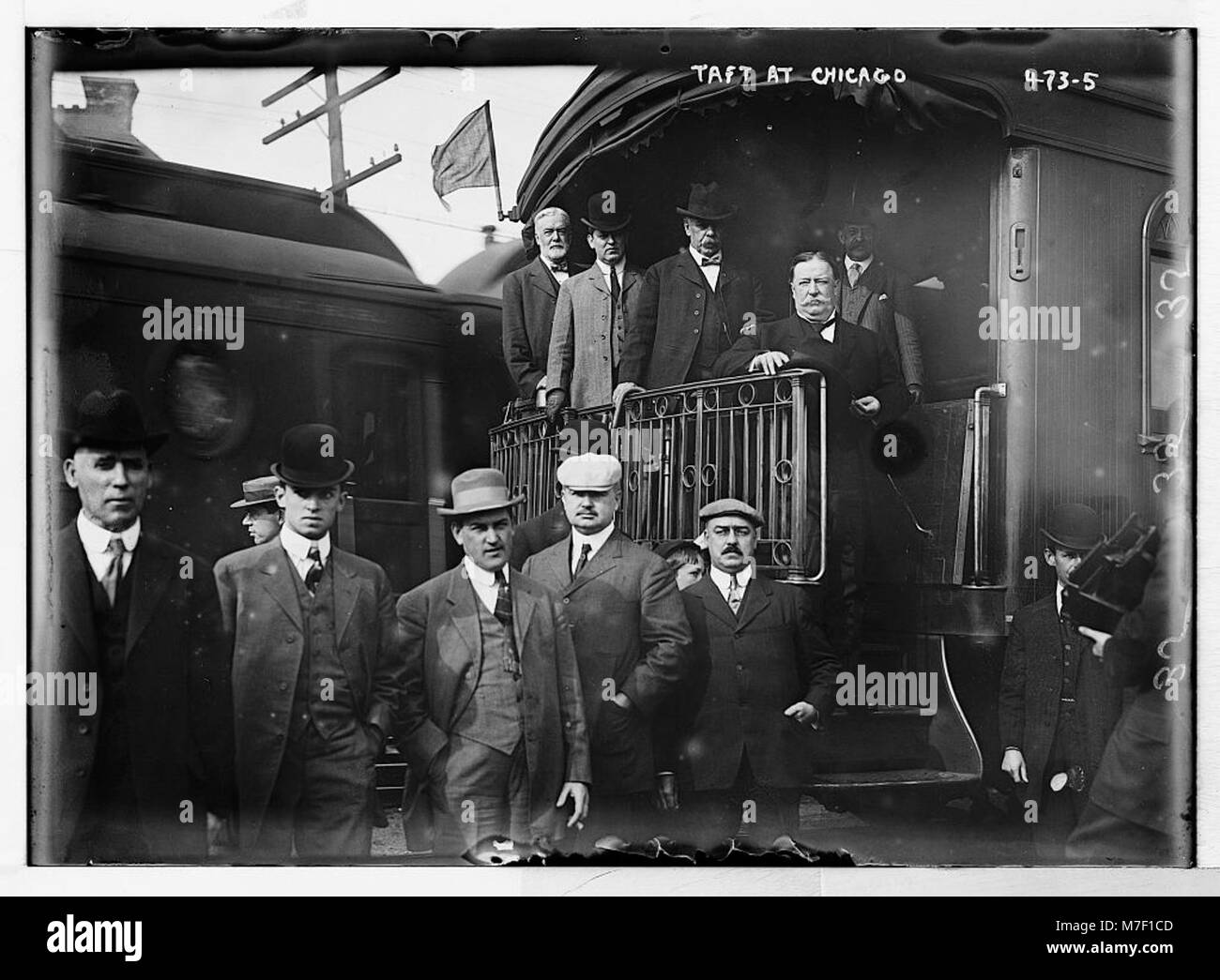 A photograph depicting President William H. Taft at a train station in ...