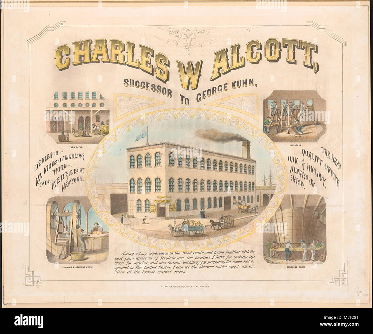 Charles W. Alcott, successor to George Kuhn, dealer in all kins of kindling wood, cor. Ave. B & E 18th St. New York - C.M. Smith. LCCN2012648935 Stock Photo