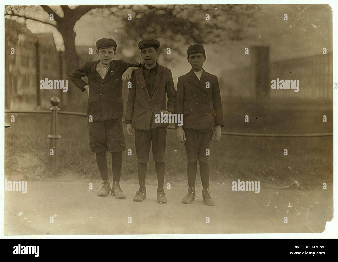 These boys work in Amoskeag Mills, Manchester, N.H. Emil Brassaid, 364 Collegiate St. Adolph Belodern, 441 Vernon St. Oscar Pronla, 174 Cartier St. E. W. Lord, witness. He counted 30 LOC nclc.01804 Stock Photo