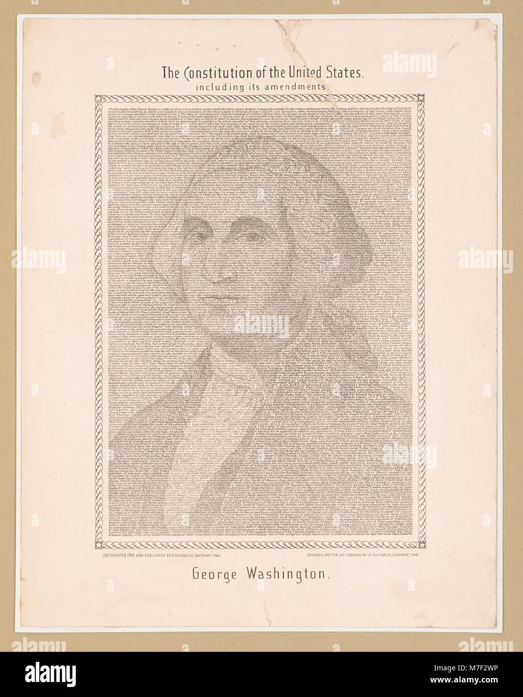 The constitution of the United States, including its amendments. George Washington LCCN2003690604 Stock Photo