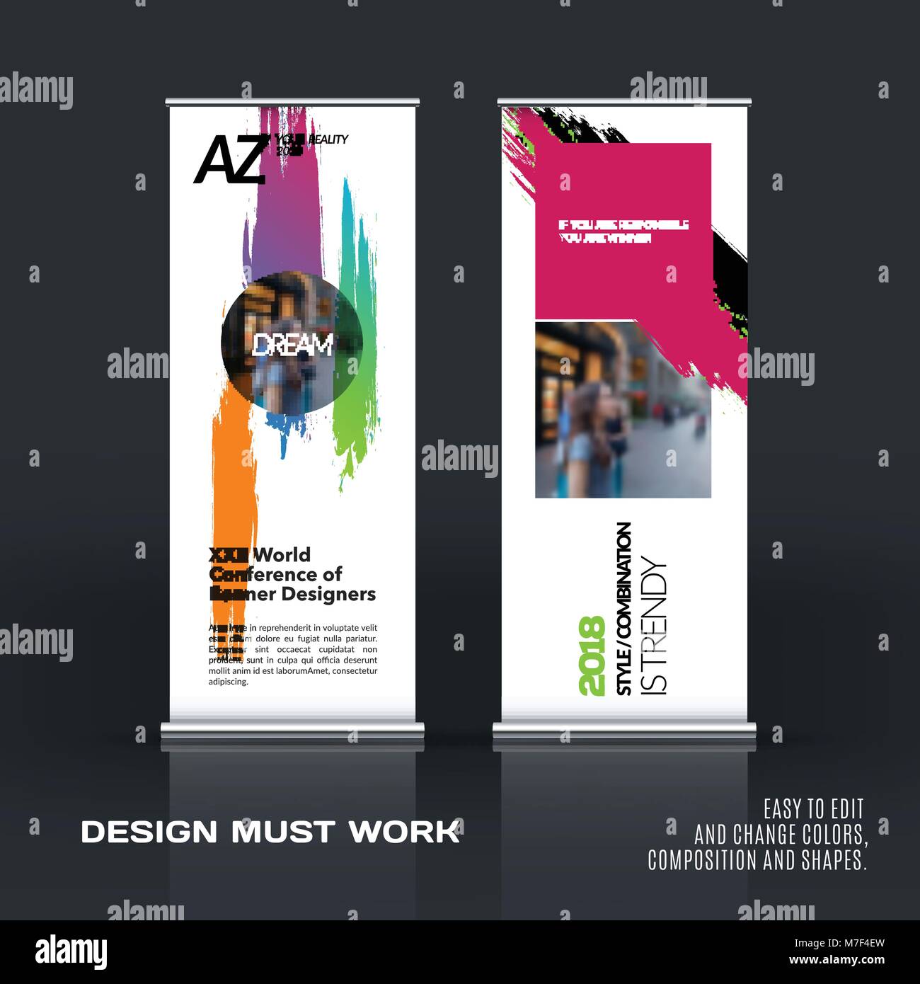 Business Vector Set Of Modern Roll Up Banner Stand Design With Stock Vector Image Art Alamy
