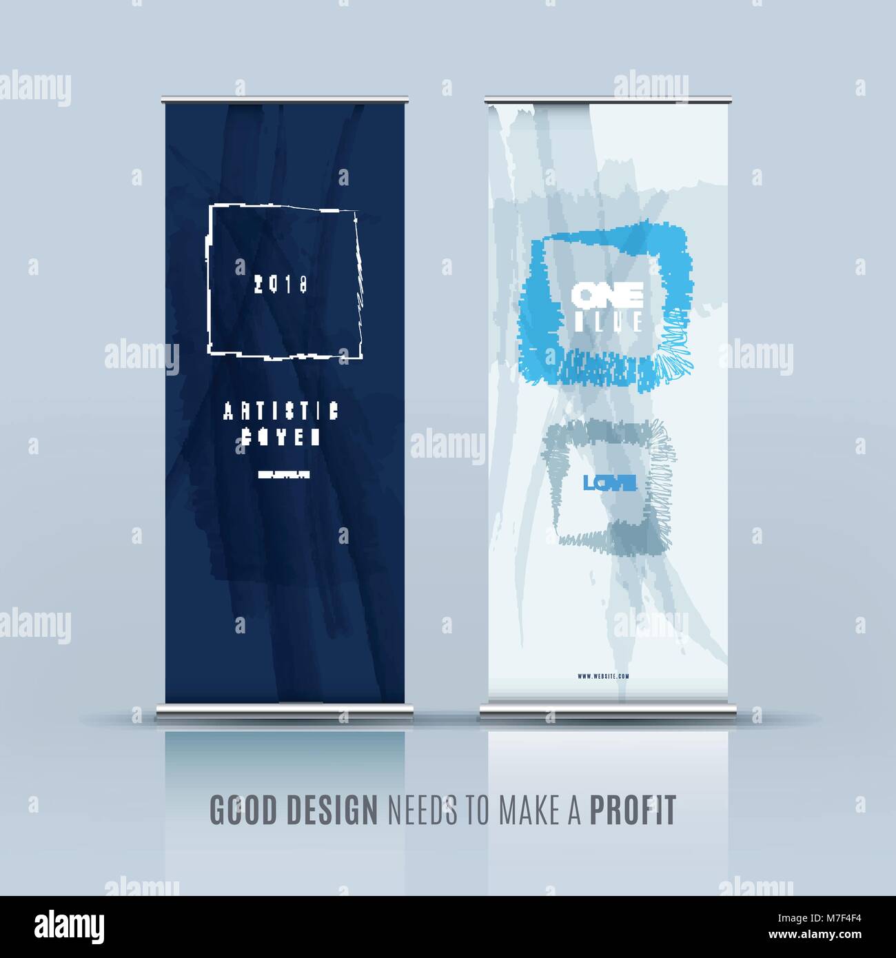 Business Vector Set Of Modern Roll Up Banner Stand Design With