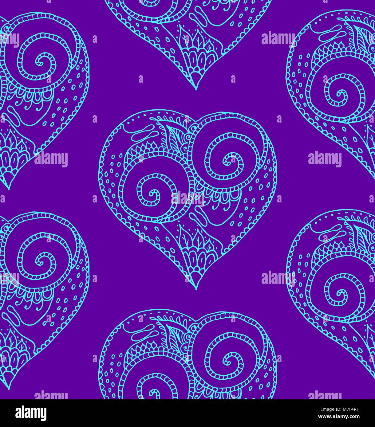 Vector illustration of seamless pattern from hand drawing heart with ...