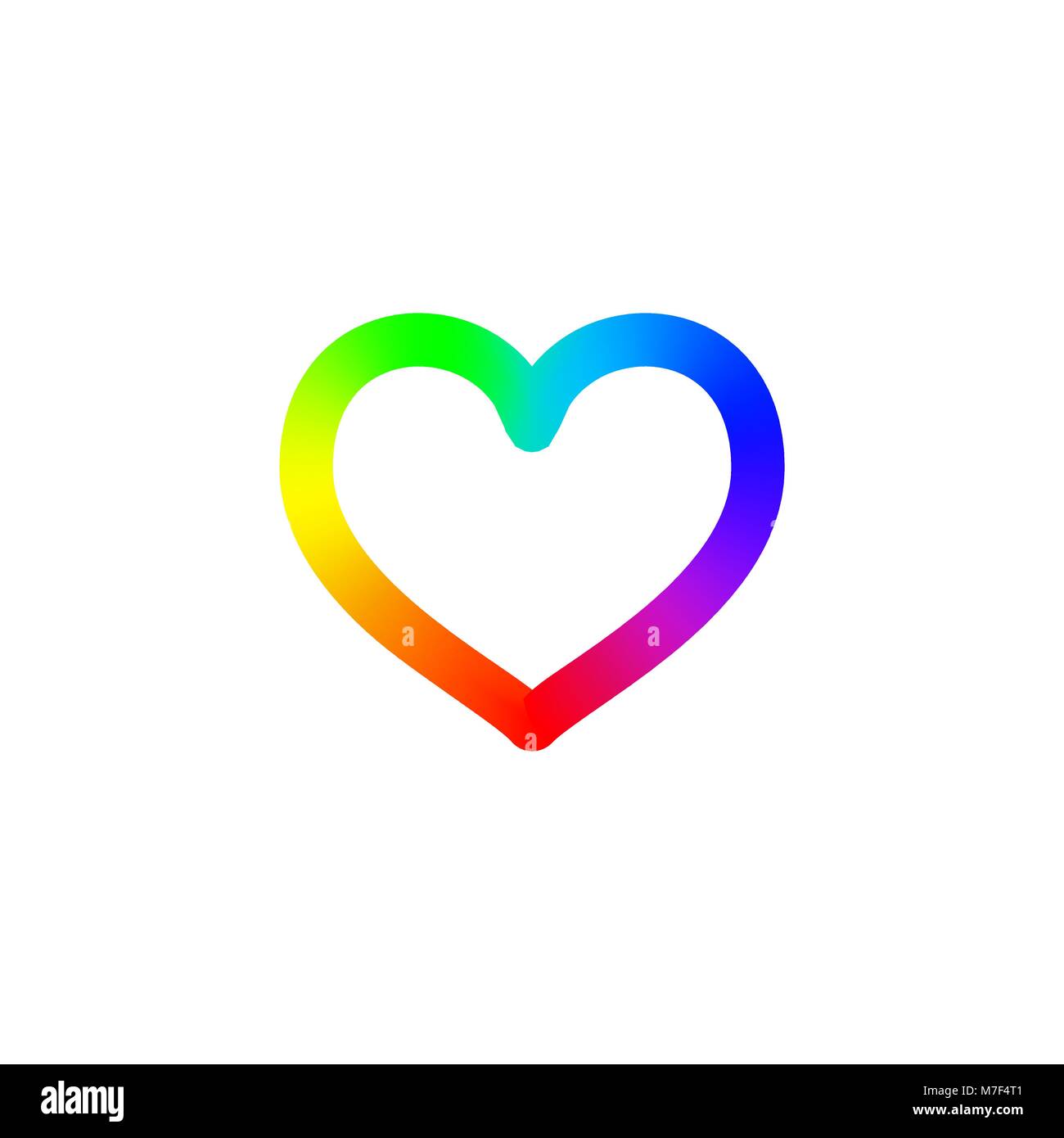 Vector illustration of heart logo. Rainbow heart. Symbol of Saint